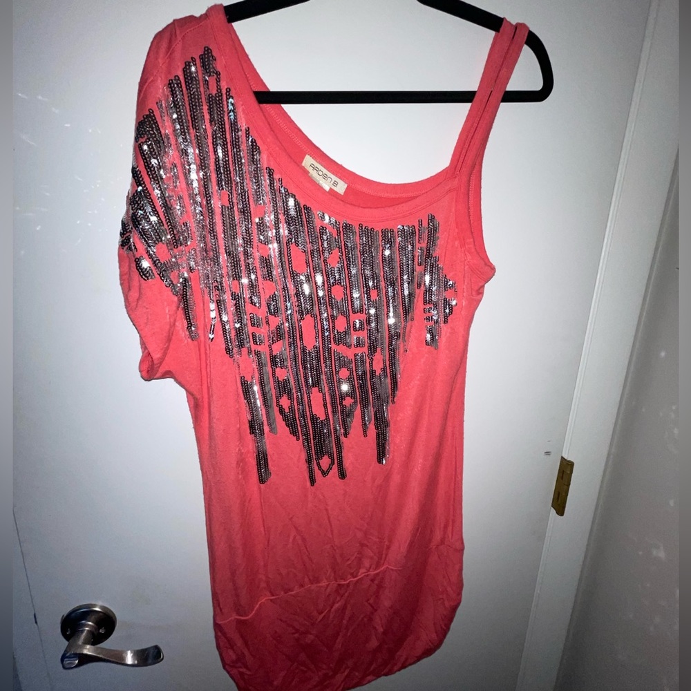 Arden B sequin one shoulder tunic top